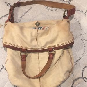 Lucky brand canvas purse Italian leather